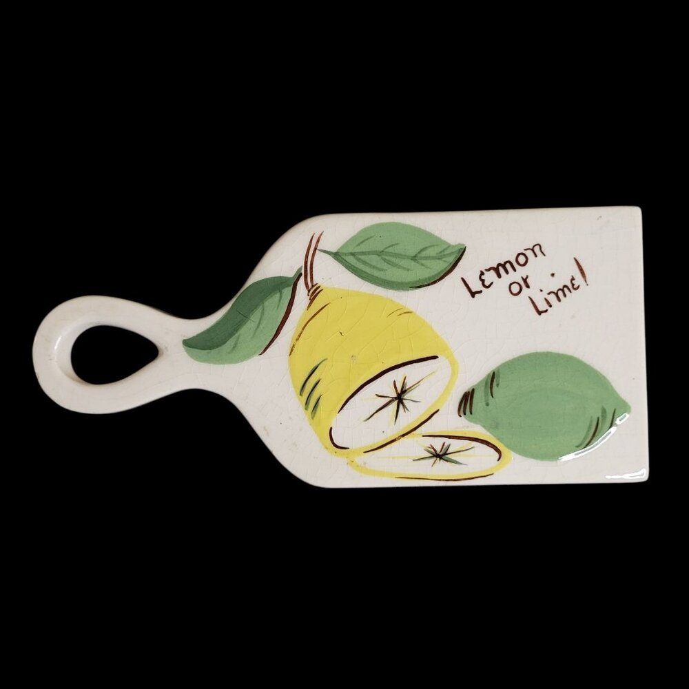 Vtg Poinsettia Studio Barware Ceramic Cutting Board for Citrus - Lemon or Lime!